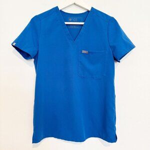 Figs Catarina One Pocket V-Neck Medical Scrub Top Blue Office Womens Size XS